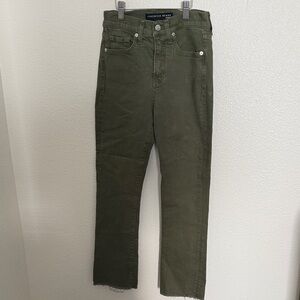 Veronica Beard Olive Utility Jeans with Branded Button